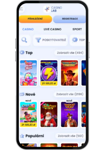 Casinolab Najdete sekci automatu a her