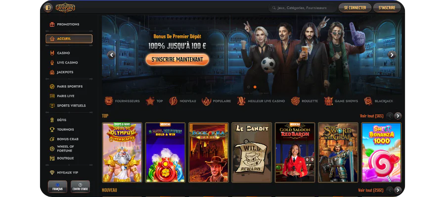 Gransino Casino Home Page PC